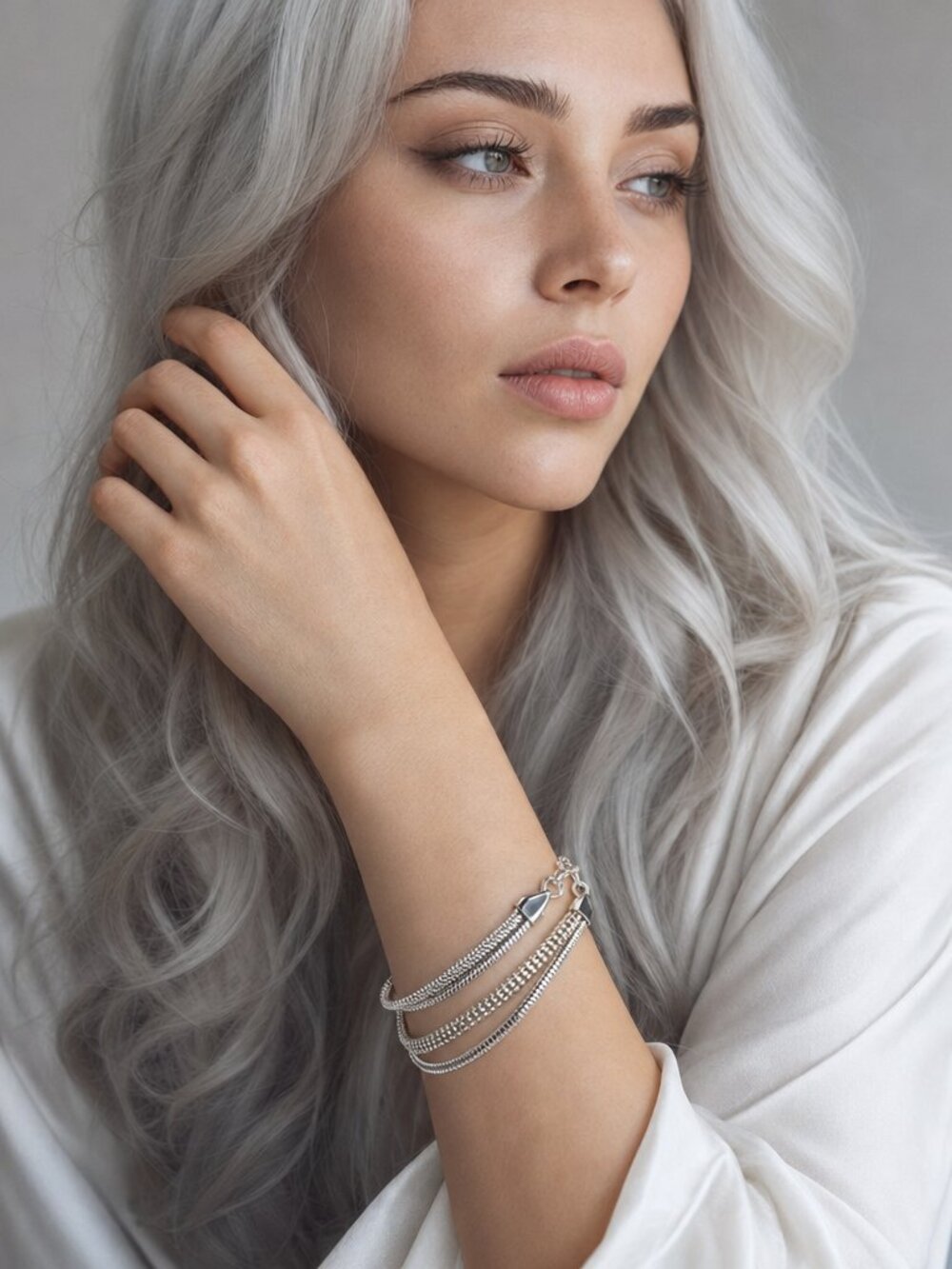 Elegant Multi-strand Silver-tone Bracelet
